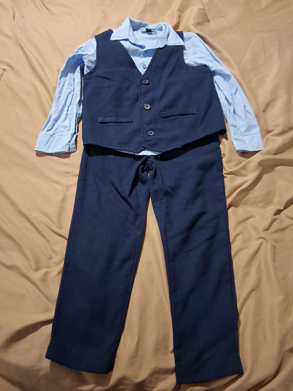 Ande Boys Suit Navy Blue Dress Pants Vest Button Down Classic Outfit 4/5